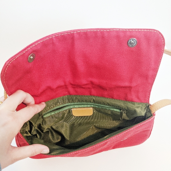 small Red shoulder bag with olive green lining - Picture 5 of 5